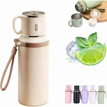 Vakuumisolierte 2-in-1-Flasche aus Edelstahl mit auslaufsicherem Deckel und Becher – Weite Öffnung, hält Getränke heiß/kalt für Reisen,
