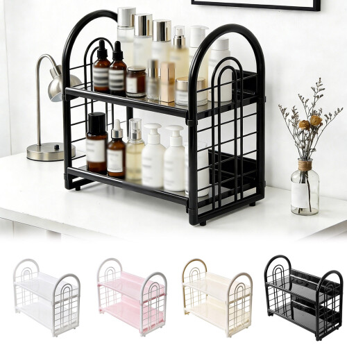 Étagère de rangement de bureau noire à 2 niveaux. 2