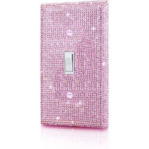 Plaque de recouvrement d'interrupteur simple en strass rose
