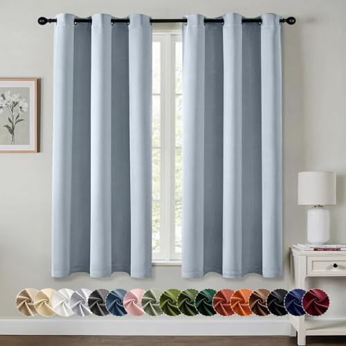 Light Blue Blackout Curtains 40" W x 63" L, Pair