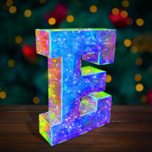 Litreacha Aibítre LED Bándearg Glitter - Comharthaí Marquee faoi Thiomáint ag Ceallraí do Sheomra Leapa Cailíní, Breithlá, Bainise &