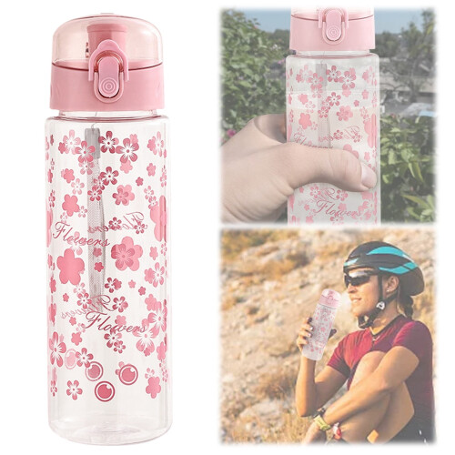 600ml Daisies Water Bottle with Straw – Leak-Proof 1