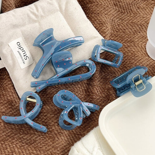 Κορεάτικο κλιπ μαλλιών με νύχια, κομψά νύχια, χαριτωμένα νύχια, μπλε και κόκκινο 2