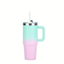 Vakuummugg i rostfritt stål med handtag och sugrör 940 ml