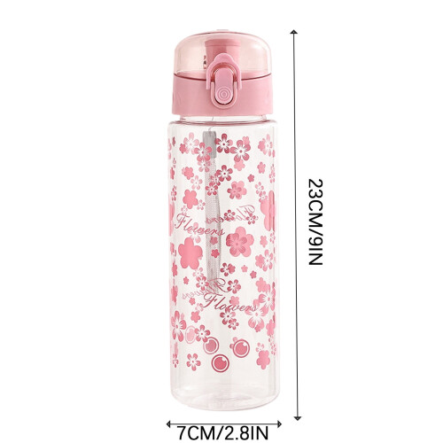 600ml Daisies Water Bottle with Straw – Leak-Proof 2