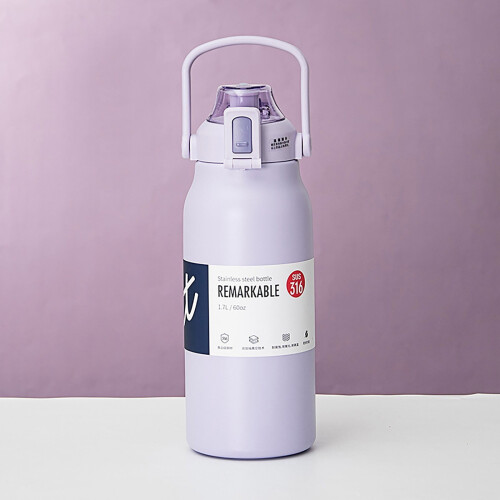Μωβ θερμός από ανοξείδωτο ατσάλι 1300ml, Φιάλη κενού αέρος για ζεστά/κρύα ροφήματα, 1