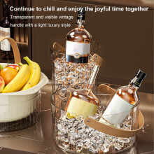 Acrylic Ice Bucket for Champagne – Clear Plastic Cooler, Compatible with Home Bar, KTV & Beverage Service