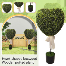 29in Boxwood Heart Topiary – Valentine's Day Indoor/Outdoor Decor with Bow, Compatible with Ball Planter Pots (1pc)