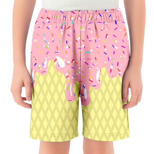 Short de baseball pour garçon à imprimé glacé, polyester, taille élastique, 1