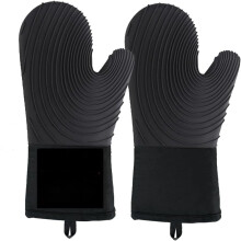 Gants de cuisine en silicone rouge, résistants à la chaleur jusqu'à 260 C (500 F), 34,5 cm (13,6 pouces), doublure douce, imperméables,