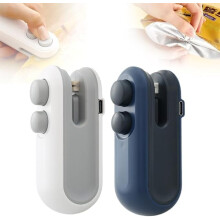 Mini selladora de aluminio 2 en 1, selladora de bolsas portátil con cortador, compatible con bolsas de plástico, patatas fritas y pequeños