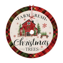 48" Christmas Tree Skirt with Snowflake & Reindeer Design – Rustic Red Xmas Decor for Indoor/Outdoor Use
