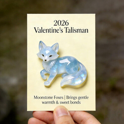 Hand-Carved Blue Moonstone Fox Pair 2