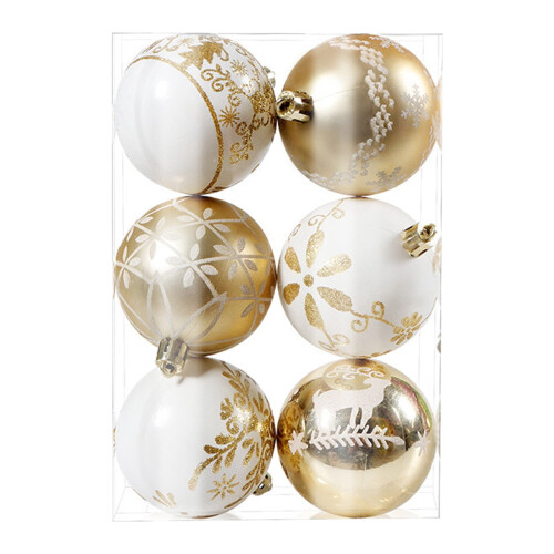 Set van 6 onbreekbare kerstballen als kerstboomversiering.