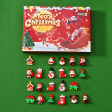 Calendrier de l'Avent de Noël 2025 - Décorations 3D (24 pièces) : Père Noël, bonhomme de neige, renne, mini sapin