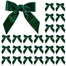 24 Red Velvet Ribbon Bows for Christmas Tree Decor