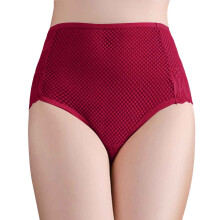 Női bugyik, varrás nélküli csipkebugyi, középmagas derekú, egyszínű, üreges, lélegző, plus size alsó, női fehérnemű, bordó, 2XL