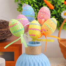 Bunte, bedruckte Ostereier aus Schaumstoff – Festliche Deko-Eier für Frühlingszweige, Feiertage und Partys – 6-teiliges Set