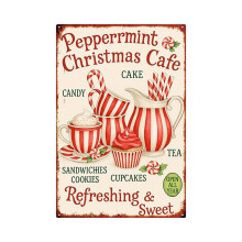 Santa Claus Retro Metal Wall Art Decoration Waterproof Sunproof Hanging Sign for Home Outdoor Camping Porch Garden Use