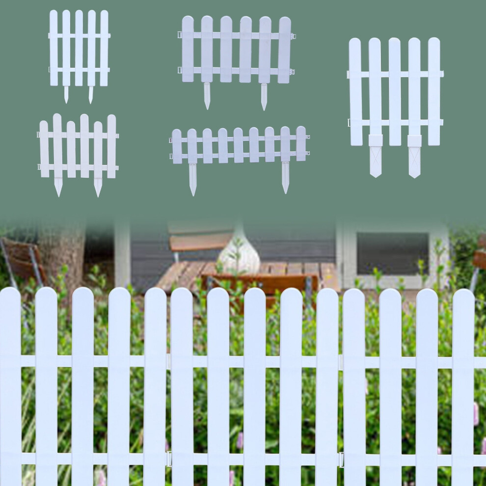 Clearance! White Plastic Garden Fence, Adjustable & Reusable Panels (19.6X15.7"), For Lawns, Flowerbeds, Plant Borders, Decorative Yard 9405492078628