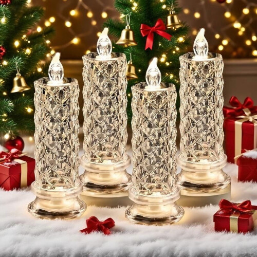 Set di 4 candele a LED in cristallo