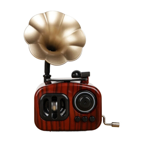 Nostalgic Melodies Player Mini Hand Crank Gramophone-brown