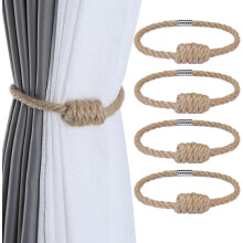 QIANJIA Lot de 2 embrasses magnétiques pour rideaux – Style bohème, tissées à la main, élégantes embrasses à nœud pour rideaux, décoration