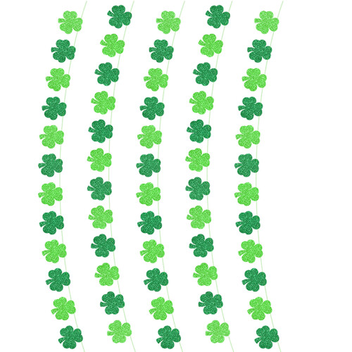 Glittering Shamrock Bunting Ceiling Hanging Ornament for-2 5