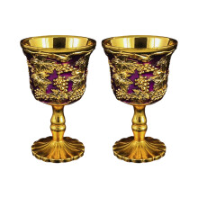 2Pcs Handcrafted Metallics Goblets Perfect For-golden grape