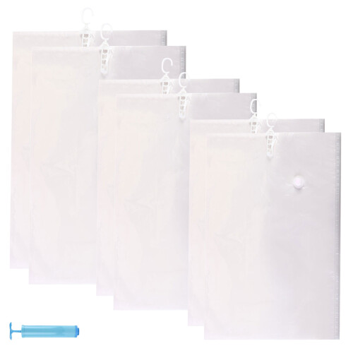 6Pieces Vacuum Storage Bags Hanging Design Clear Materials