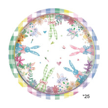 Assiettes en papier de Pâques 18 cm (7 pouces), 25 pièces, motif lapin