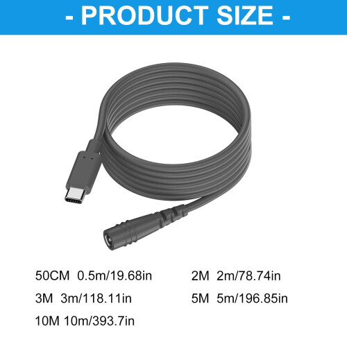 Αδιάβροχο καλώδιο USB C για εξωτερική χρήση 100W σε μικρό καλώδιο προσαρμογέα DC5521, 2