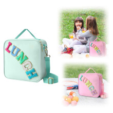 Sac à lunch isotherme avec inscription brodée, sac fourre-tout portable et réutilisable avec bandoulière réglable, compatible avec les boîtes