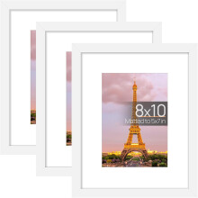 Ensemble de 3 cadres photo 8x10 pouces (20x25 cm), en verre haute définition, pour photos 5x7 pouces (13x18 cm) avec passe-partout ou 8x10 pouces