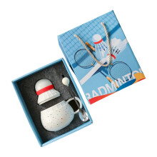 Ceramic Coffee Cup 370ml Unique Badminton Design Mug-A