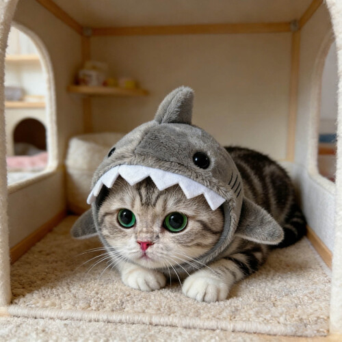 Shark Pet Hat for Cats and Small Dogs – Adjustable Grey 2