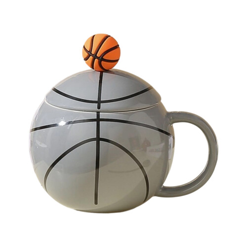 Ceramic Coffee Mug Basketball Shape Coffee Cup Birthday-grey