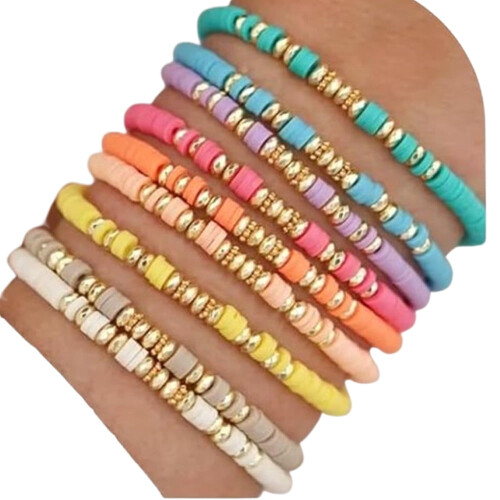 Bracelets de surfeur en perles de pâte polymère (9 pièces)