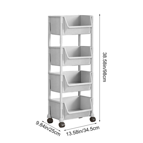 Floor Standing Rolling Multi-Tier Storage Shelf 4-Tier 2