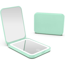 NestE-2025 Pocket Mirror, Rechargeable Dimmable 3-Color LED, 1X/3X, Folding Portable Travel Makeup Mirror for Women – Compatible with USB Charging