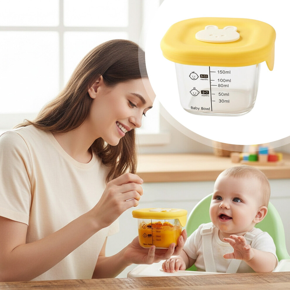 Food Storage Containers With Lids: 8Oz Reusable Glass Jars - Leakproof Snack Containers For Food, Puree, Salad Dressing (Yellow) Yellow