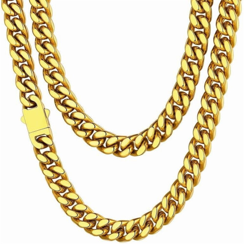 Kubanische Gliederkette für Herren, Edelstahl, Gold oder Schwarz