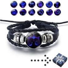 Náramek Spirilet Zodiac Manifest, vícevrstvý, nastavitelný, 12 souhvězdí, PU kožené náramky, unisex