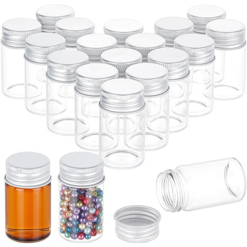 20 τεμάχια γυάλινα φιαλίδια δειγμάτων 20 ml με βιδωτά καπάκια αλουμινίου - Διαφανή,