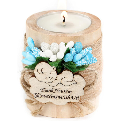 Ξύλινες θήκες κεριών (σετ 10 τεμαχίων), Baby Shower & Μπομπονιέρες βάπτισης – Ανοιχτό