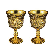 2Pieces Artistic Old Worlds Design Metal Thimbles Cups For-Gold