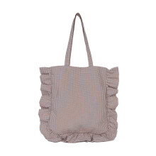Breathable Cotton Shoulder Bag Trendy Checkered Pattern Shopping Bags Roomy Interior Handbag For Daily Essential
