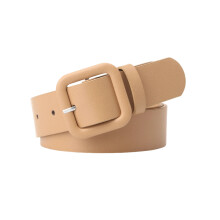 Elegant Square Buckles Waist Belt For Women Girl Candy-Khaki