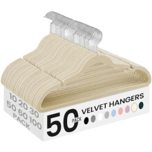 Lot de 50 cintres en velours, antidérapants, avec encoches pour les épaules, barre pour pantalons, crochet pivotant à 360, gain de place –