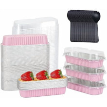 Mini stampi per plumcake da 193 g con coperchio – Confezione da 100 pezzi in alluminio